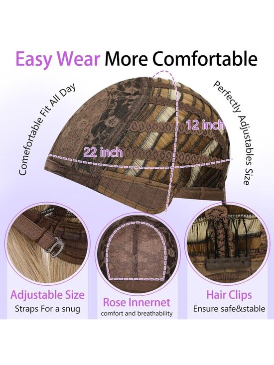 Women\'s Dark Ash Blonde Heat Resistant Middl Length Natural Layered Straight Wig main image 6